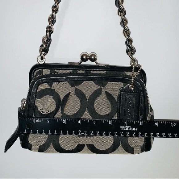 Womans Black Gray Coach small purse shoulder bag. - Picture 8 of 12